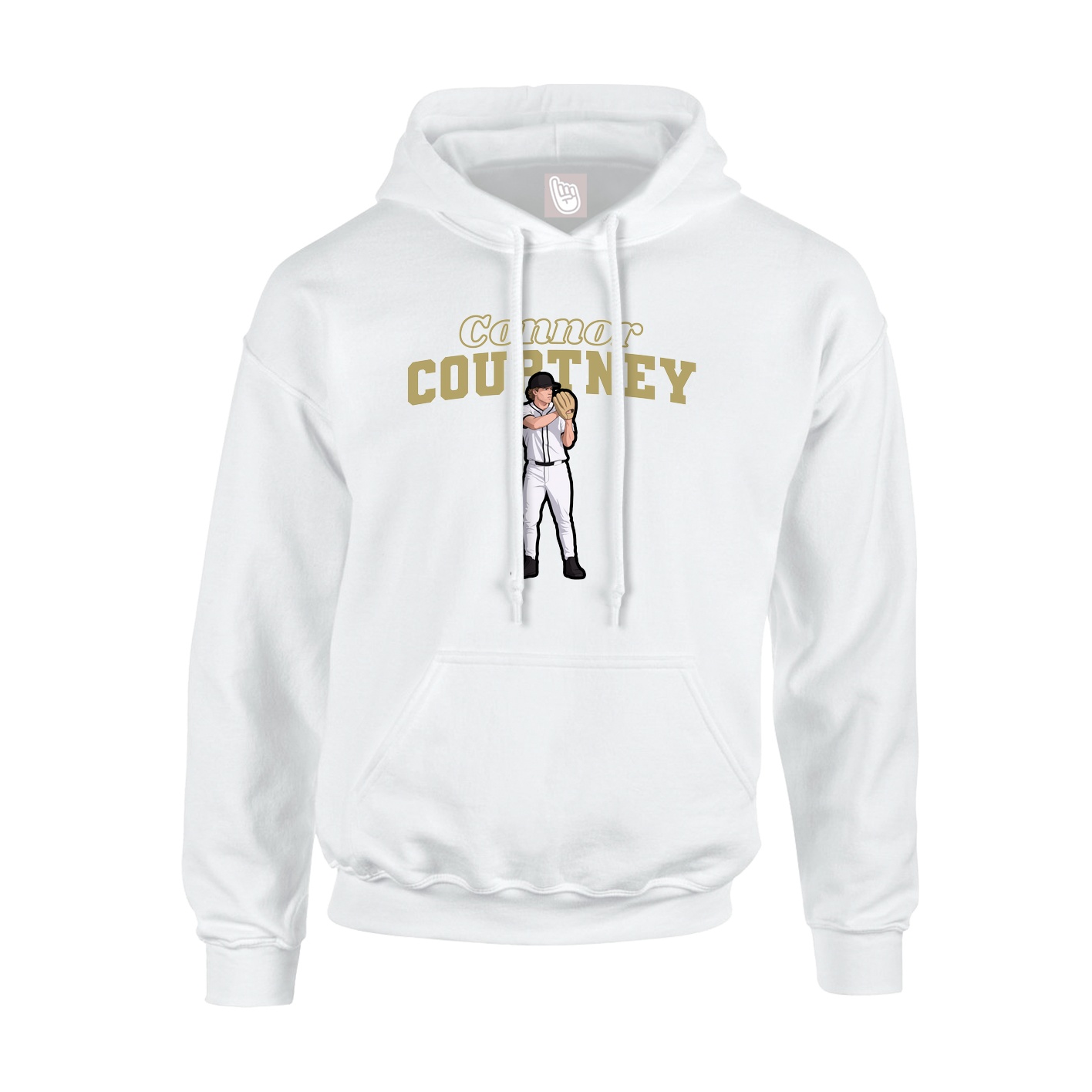Youth Hoodie — Name Arch in White
