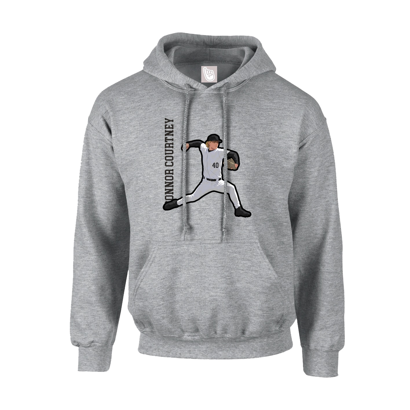 Hoodie — Name Vertical in Grey