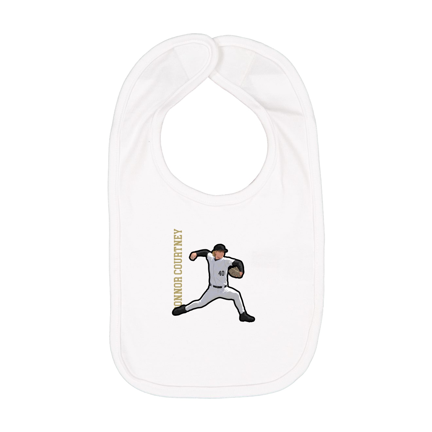 Infant Bib — Name Vertical in White