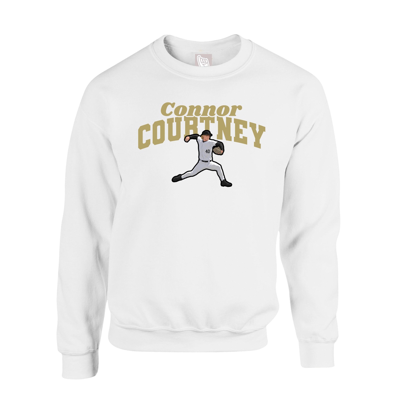 Fleece Crew — Signature Arch in White
