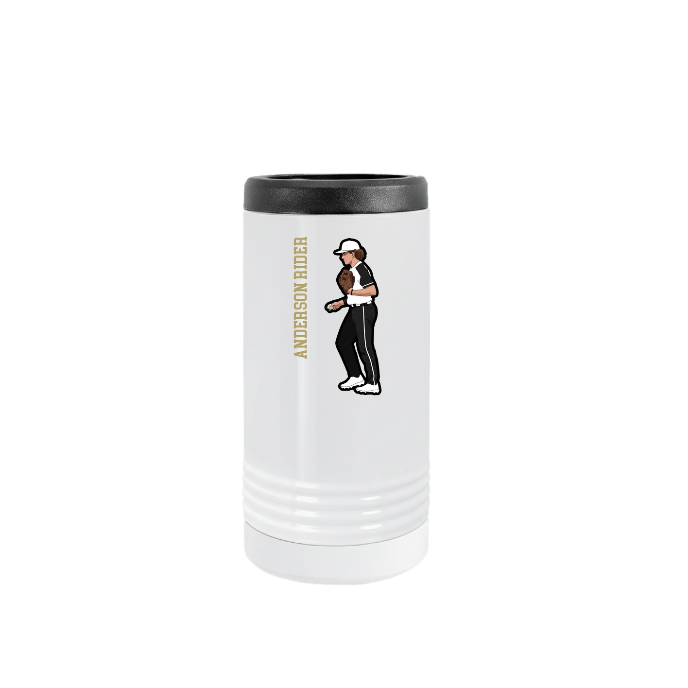 Slim Beverage Holder — Name Vertical in White