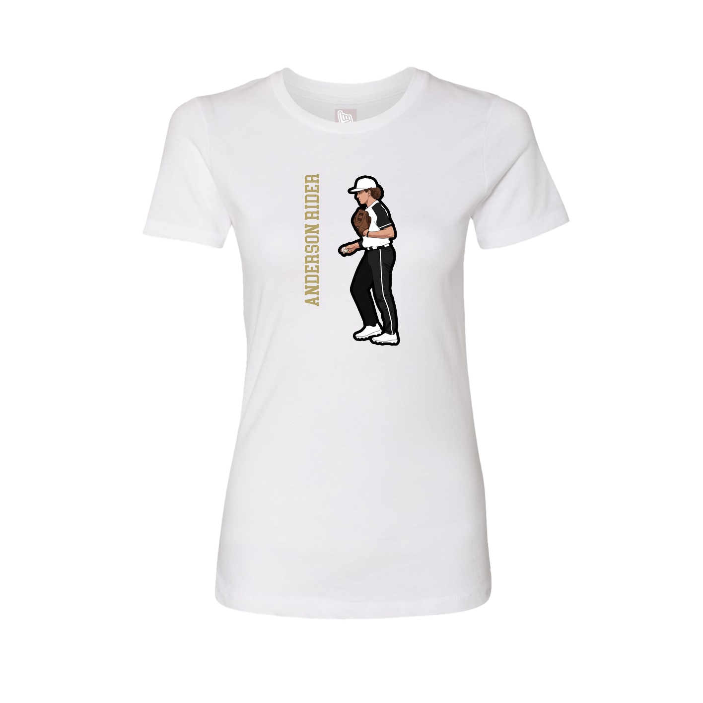Fitted Women's Tee — Name Vertical in White