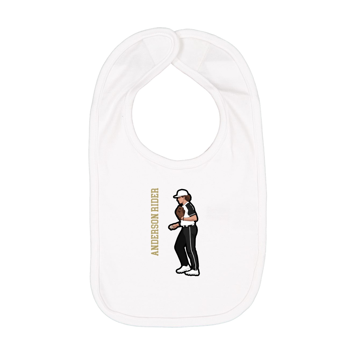 Infant Bib — Name Vertical in White