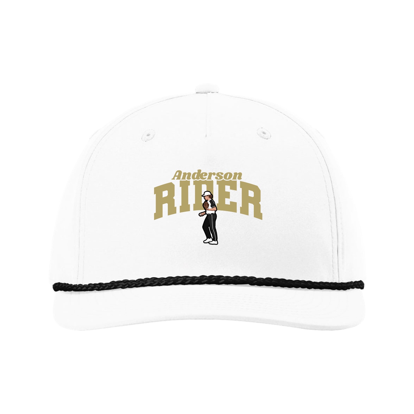 Five-Panel Classic Rope Cap — Signature Arch in White