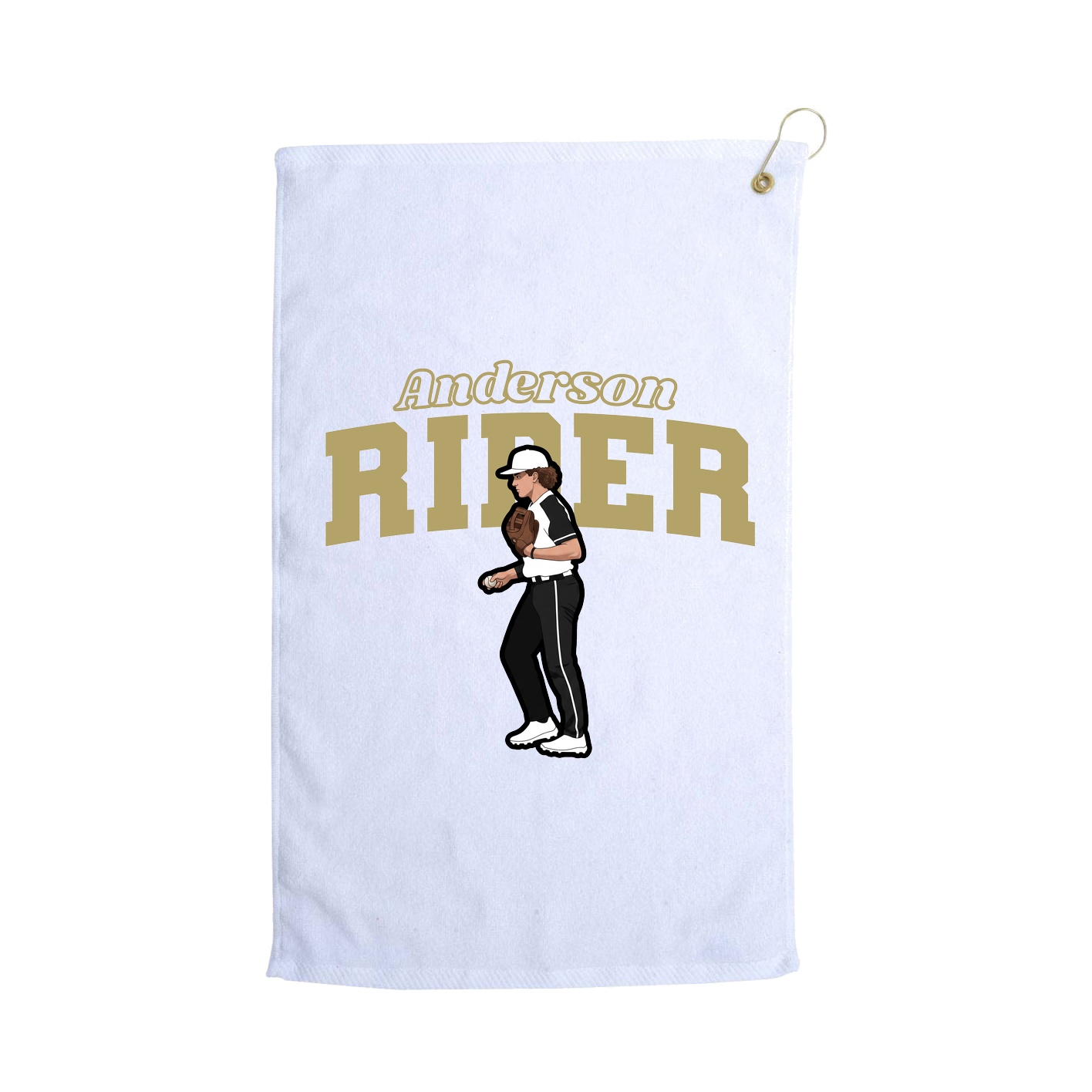 Golf Towel — Name Arch in White