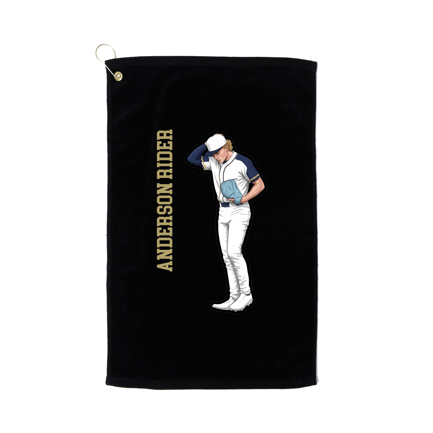 Golf Towel — Name Vertical in Black