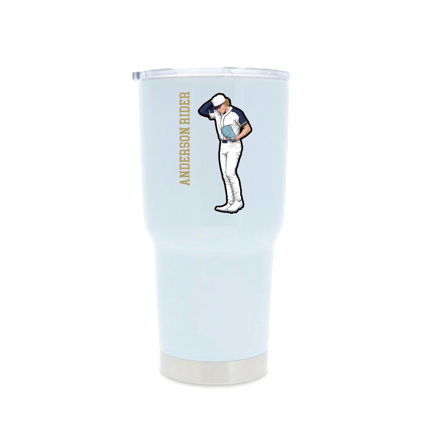 30oz Stainless Steel Tumbler — Name Vertical in White