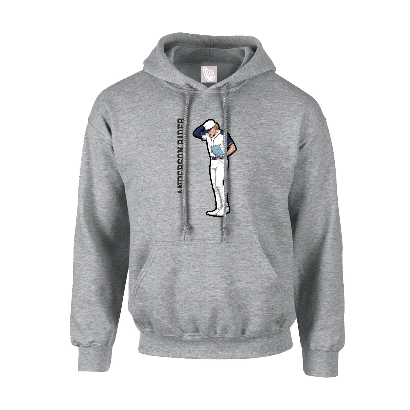 Hoodie — Name Vertical in Grey