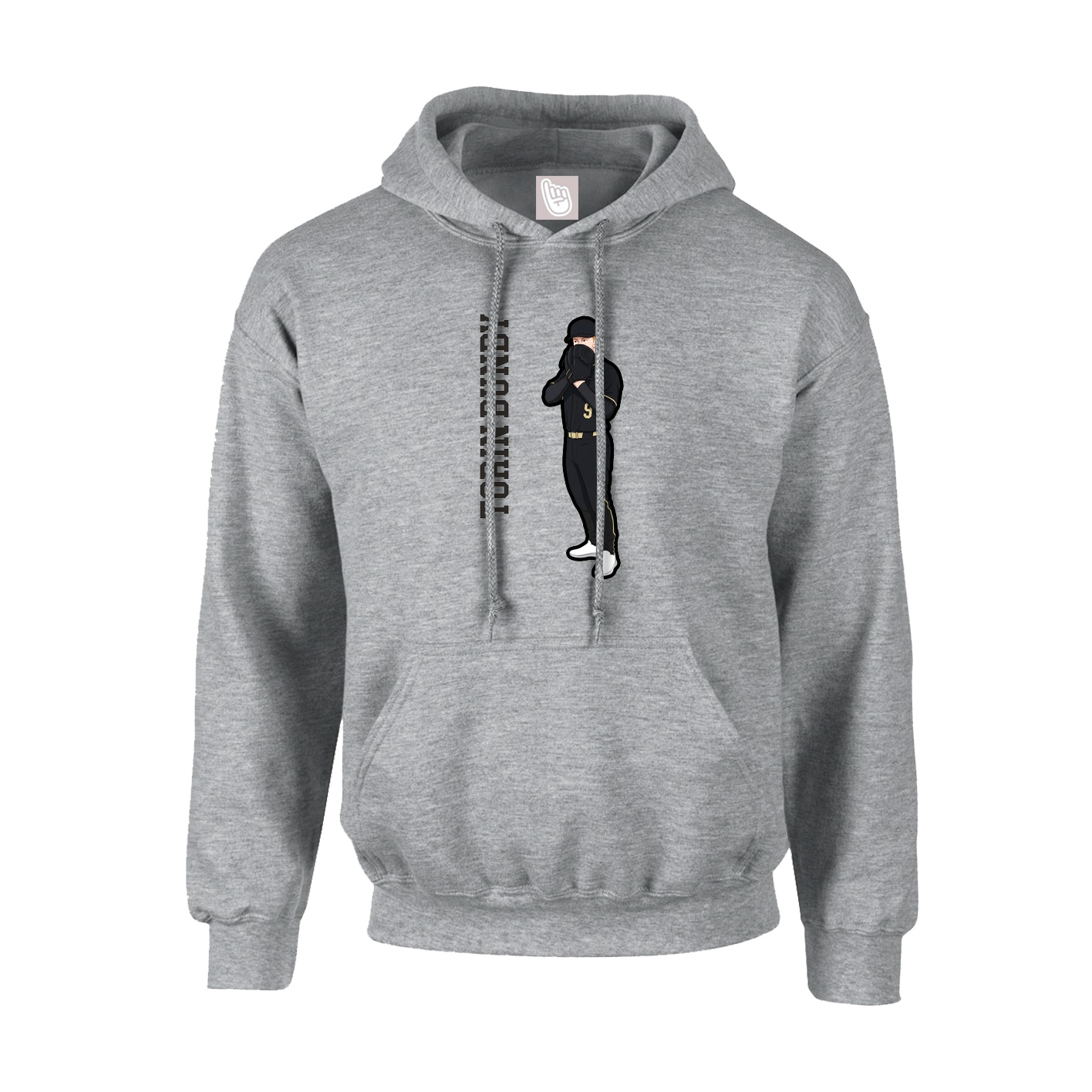 Youth Hoodie — Name Vertical in Grey
