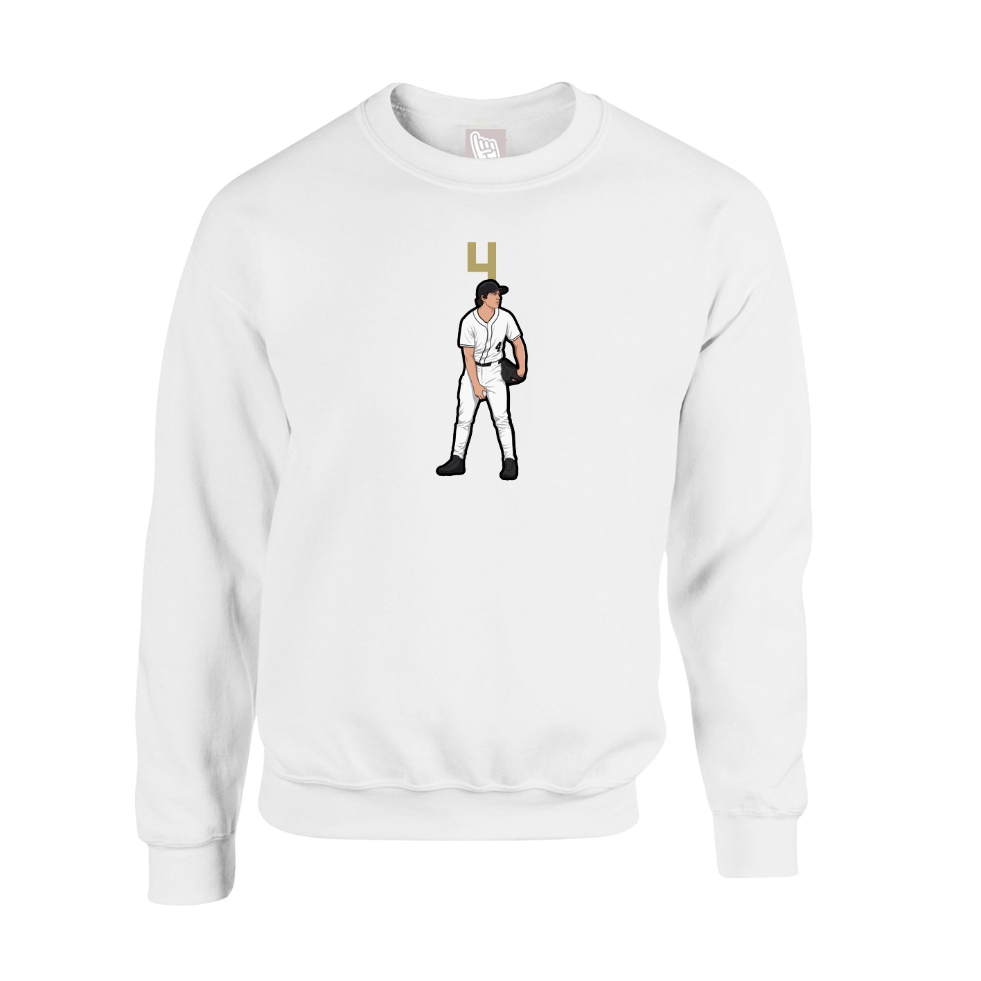 Fleece Crew — Number Top in White