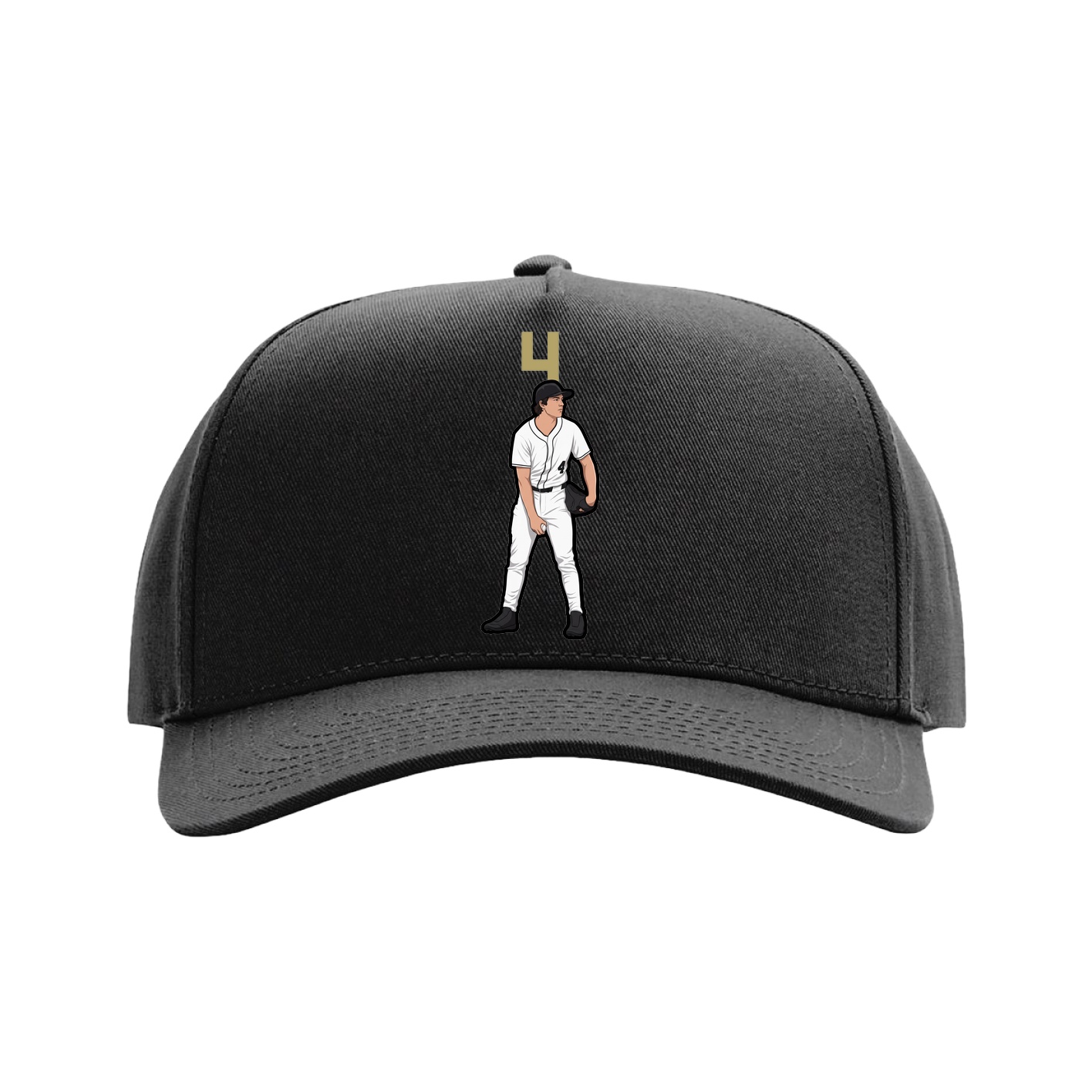 Full Fabric Five-Panel Champ Cap — Number Top in Black