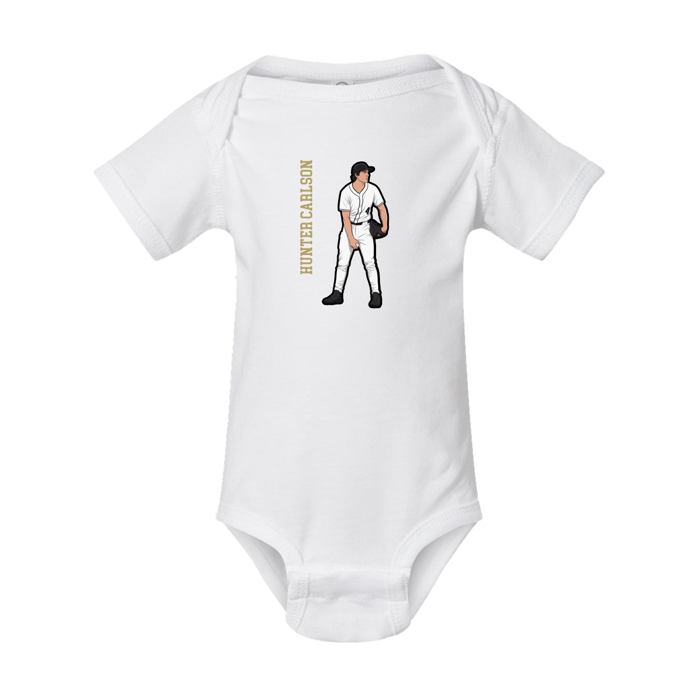 Baby Onesie — Name Vertical in White