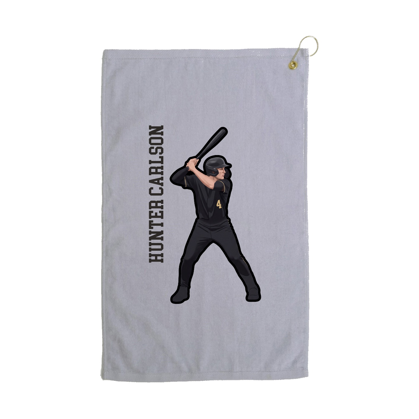 Golf Towel — Name Vertical in Grey