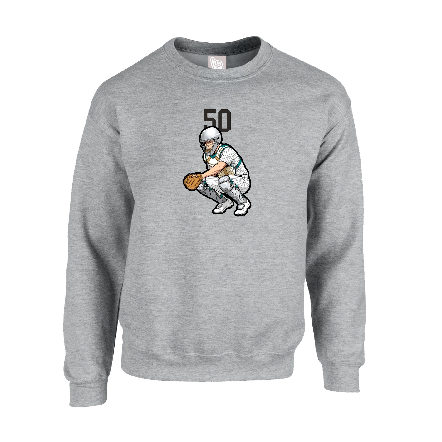 Fleece Crew — Number Top in Grey