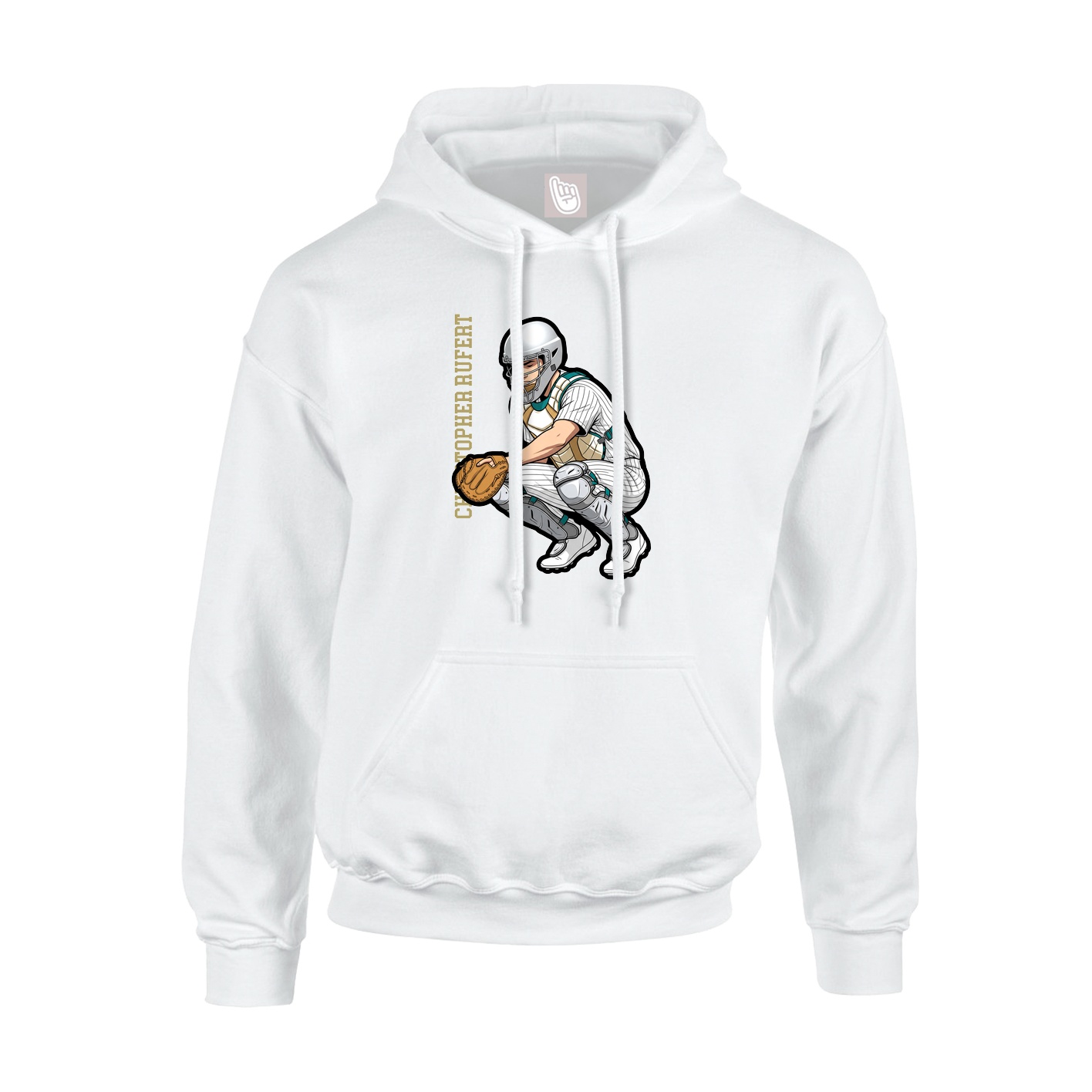 Youth Hoodie — Name Vertical in White