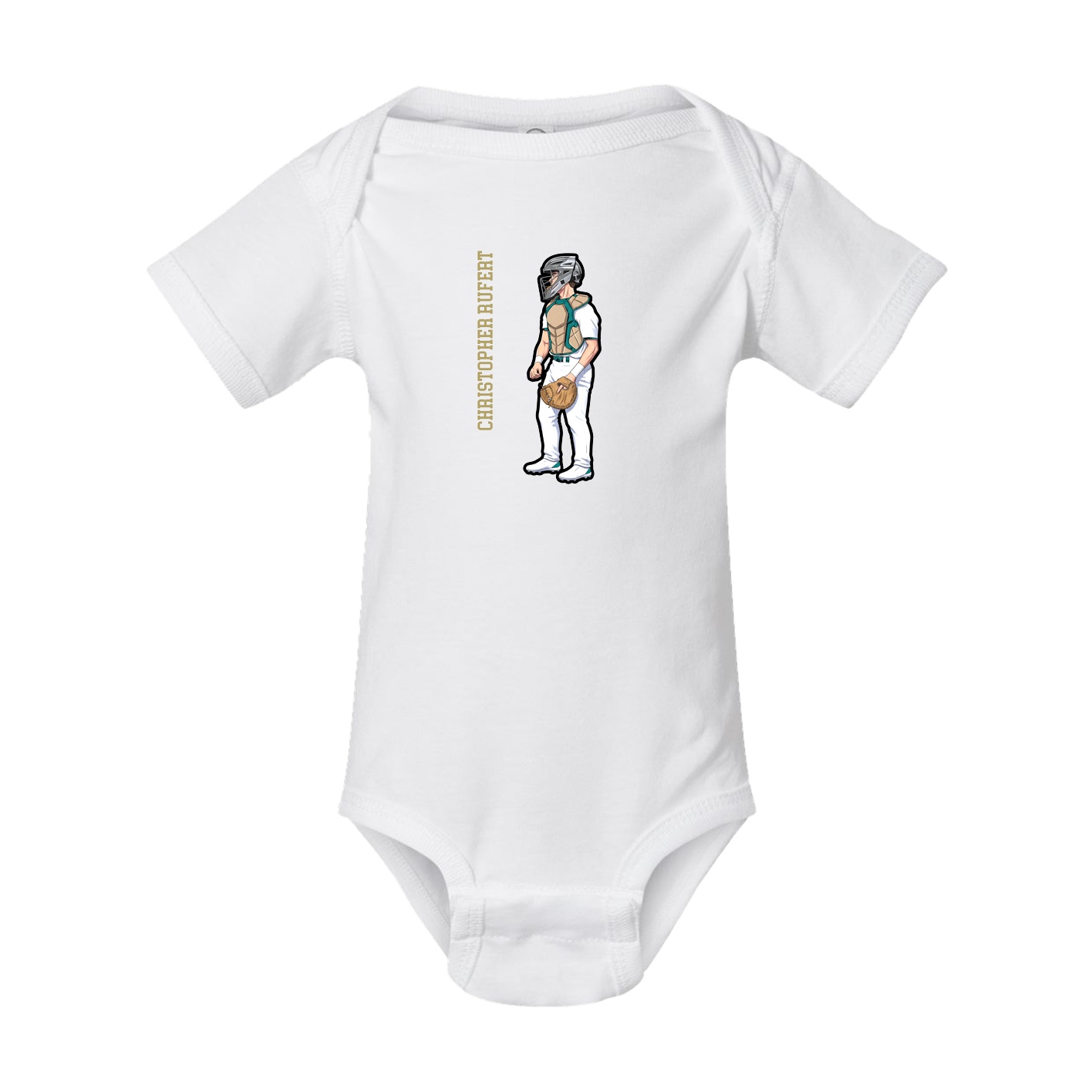 Baby Onesie — Name Vertical in White