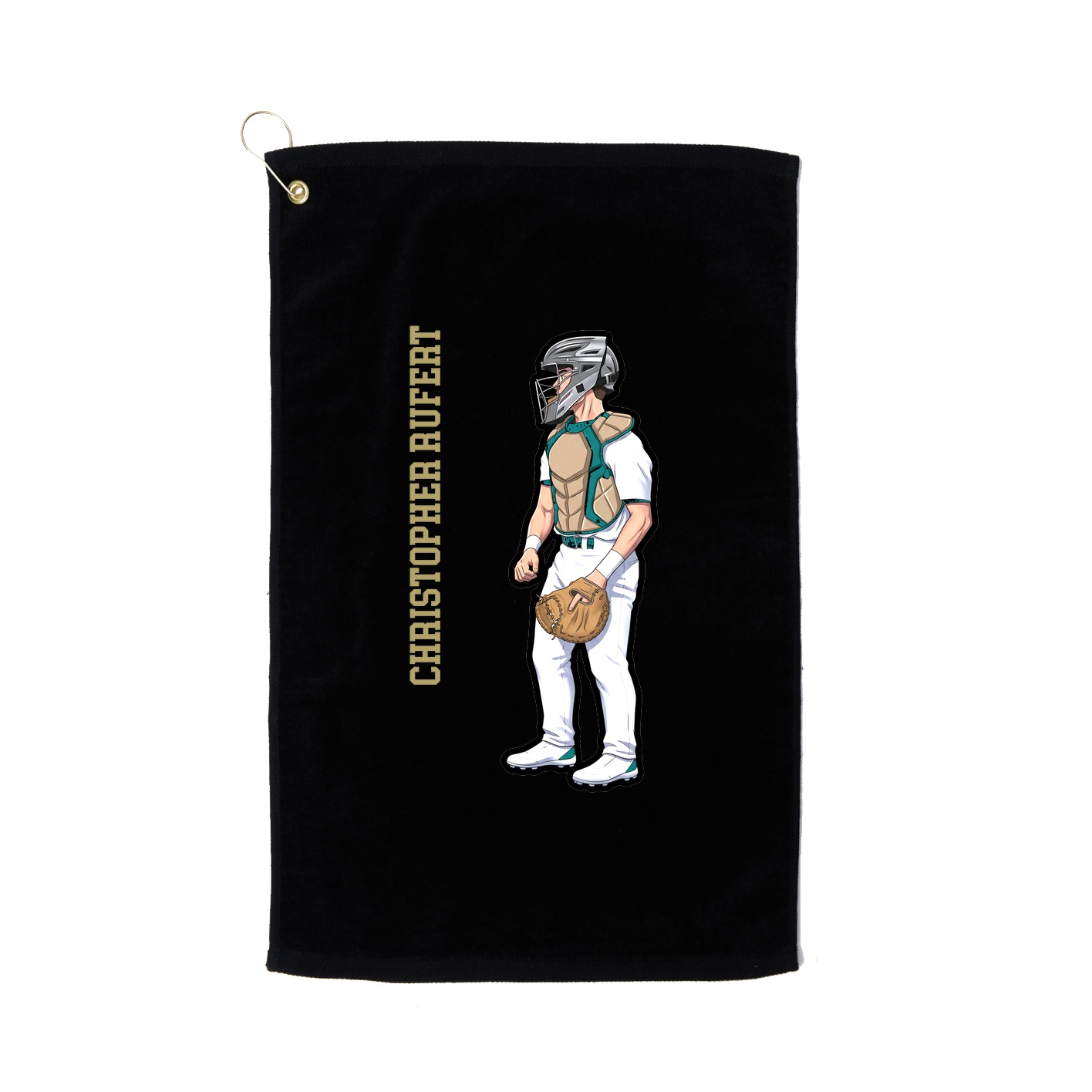 Golf Towel — Name Vertical in Black