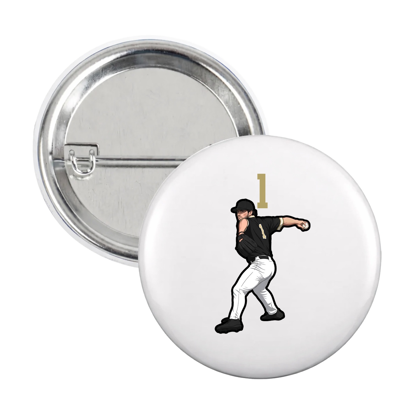 Game Day Button — Number Top in White