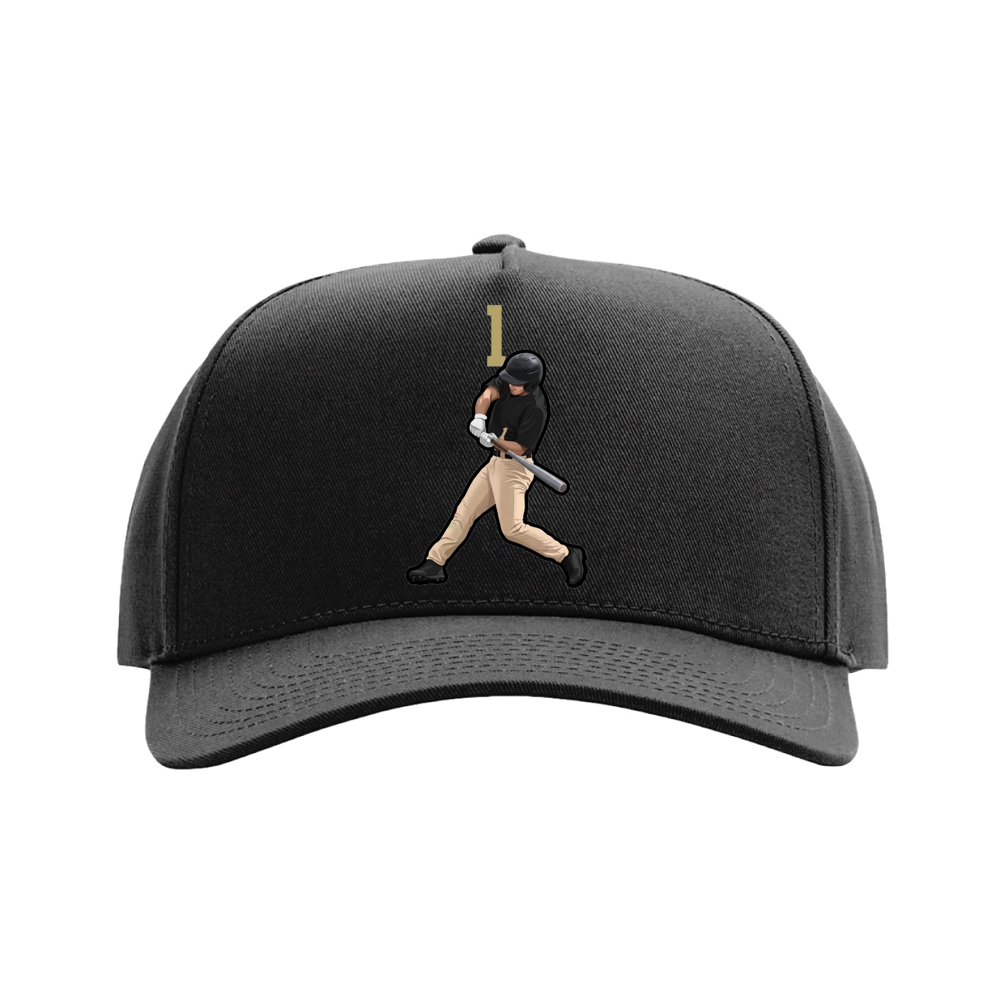 Full Fabric Five-Panel Champ Cap — Number Top in Black