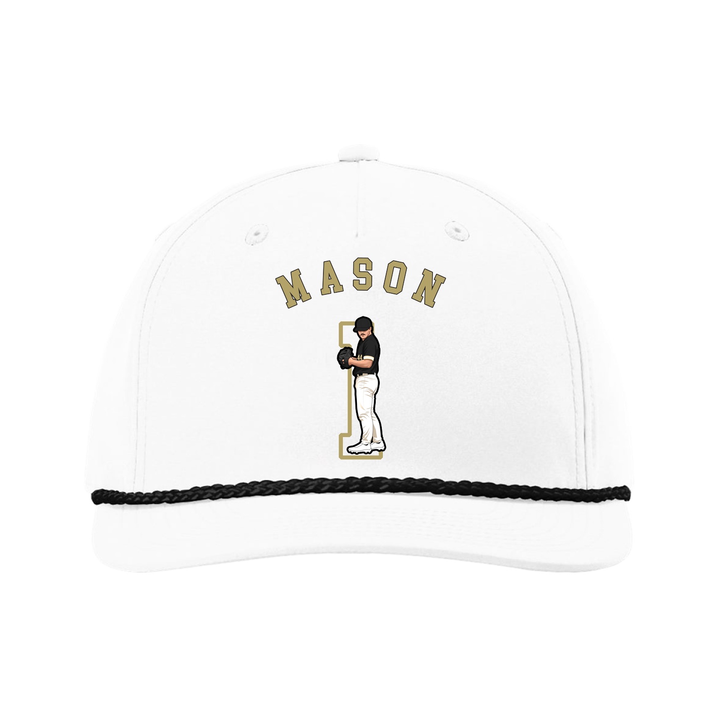 Five-Panel Classic Rope Cap — Shirsey Arch in White