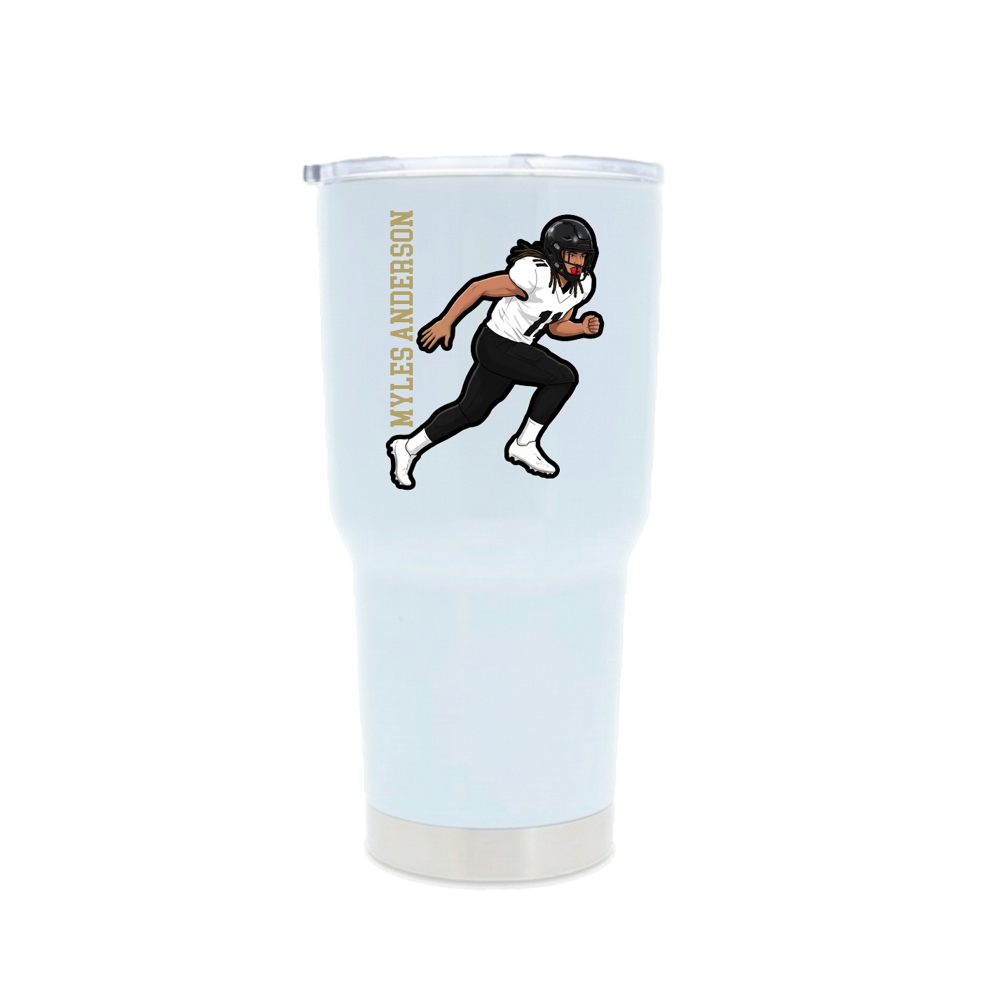 30oz Stainless Steel Tumbler — Name Vertical in White