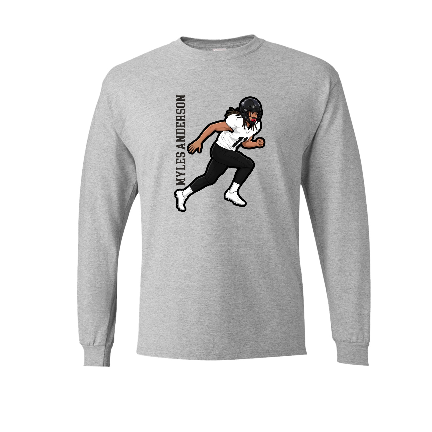 Long Sleeve Tee — Name Vertical in Grey