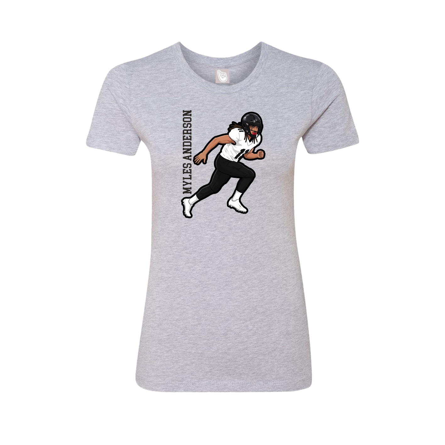 Fitted Women's Tee — Name Vertical in Grey