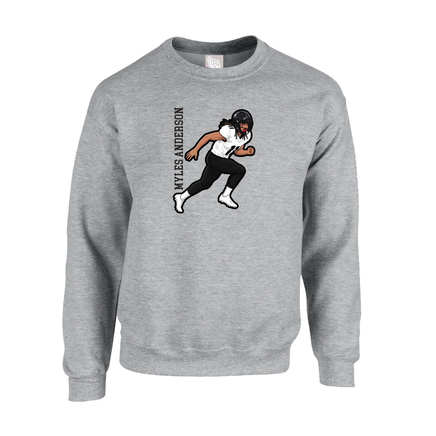 Fleece Crew — Name Vertical in Grey