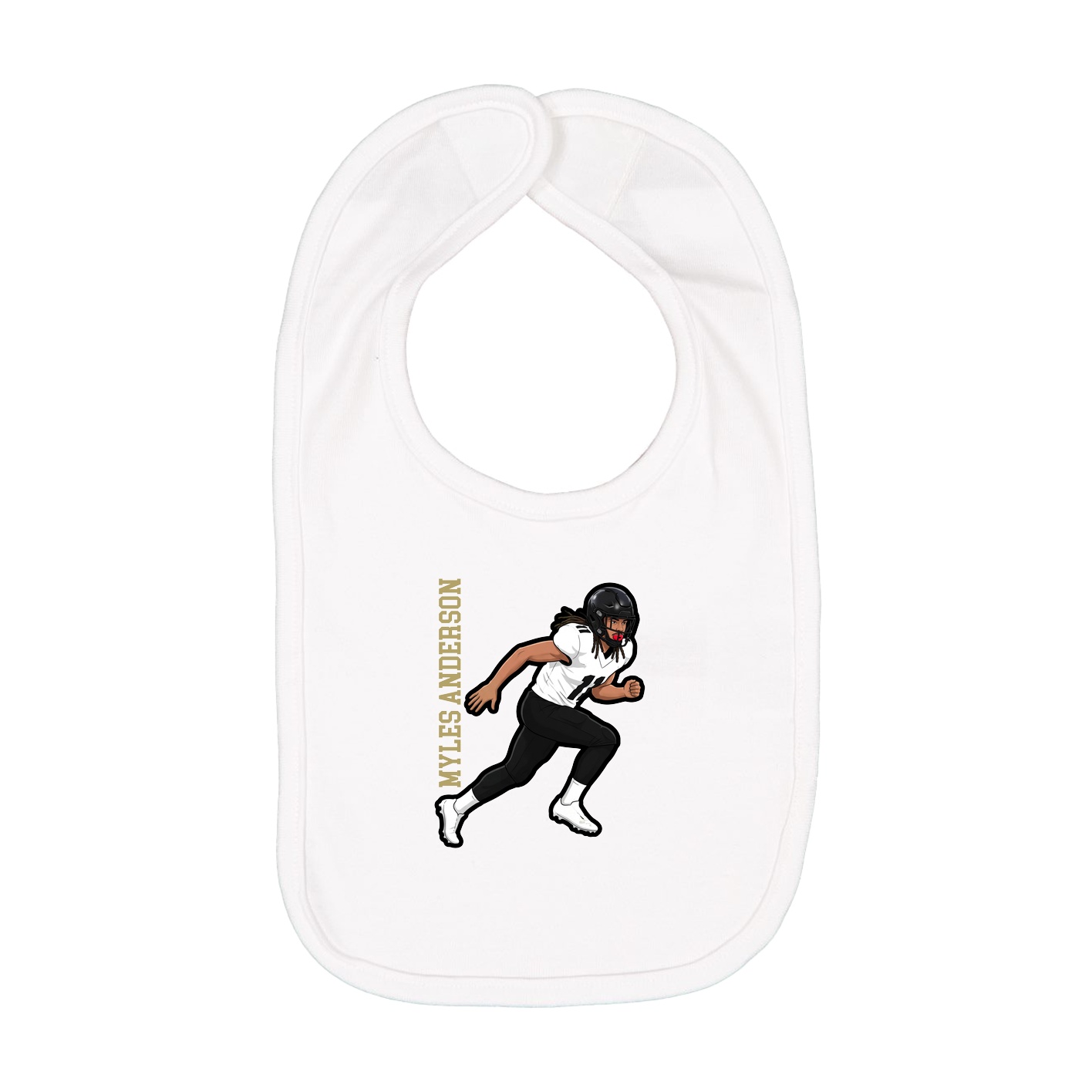 Infant Bib — Name Vertical in White