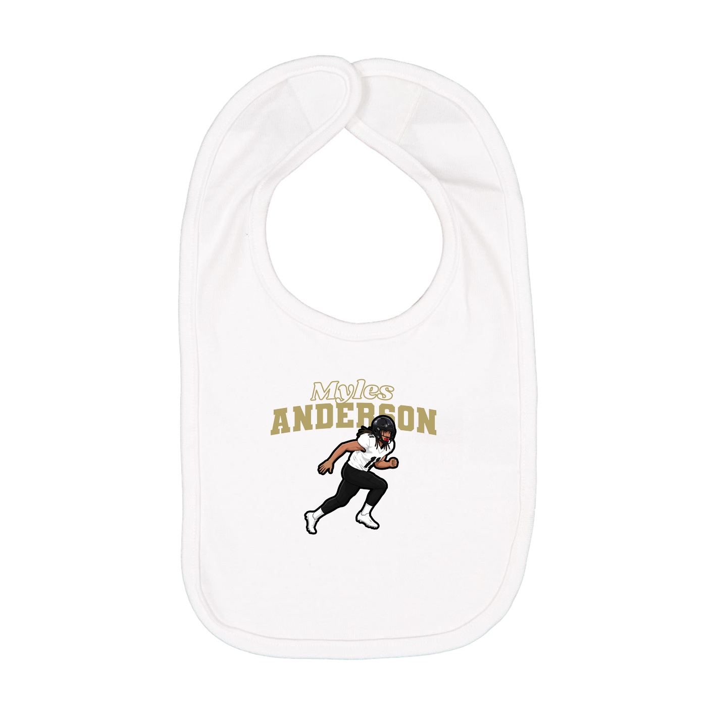 Infant Bib — Name Arch in White