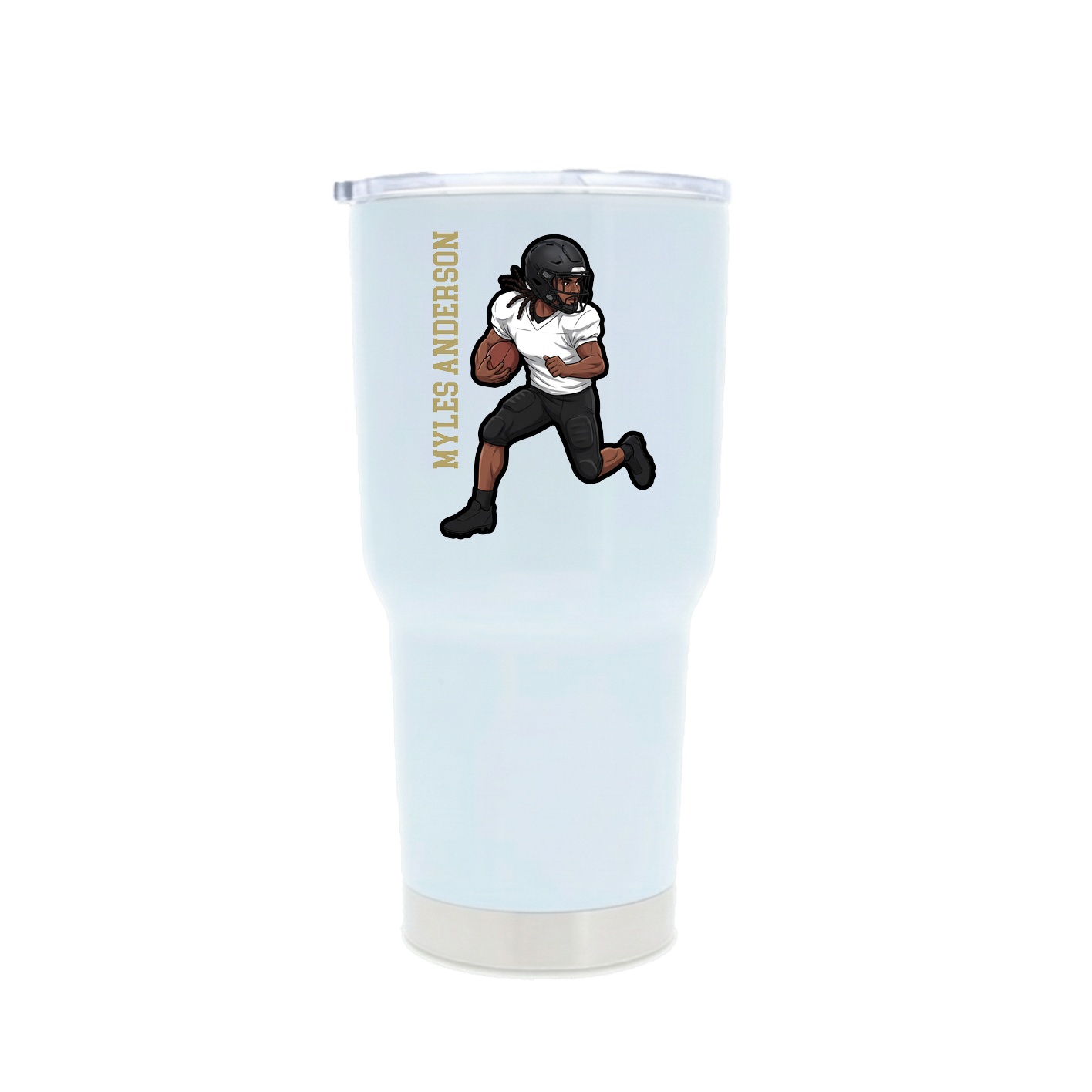 30oz Stainless Steel Tumbler — Name Vertical in White