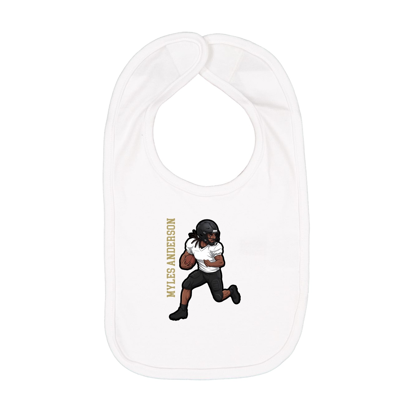 Infant Bib — Name Vertical in White