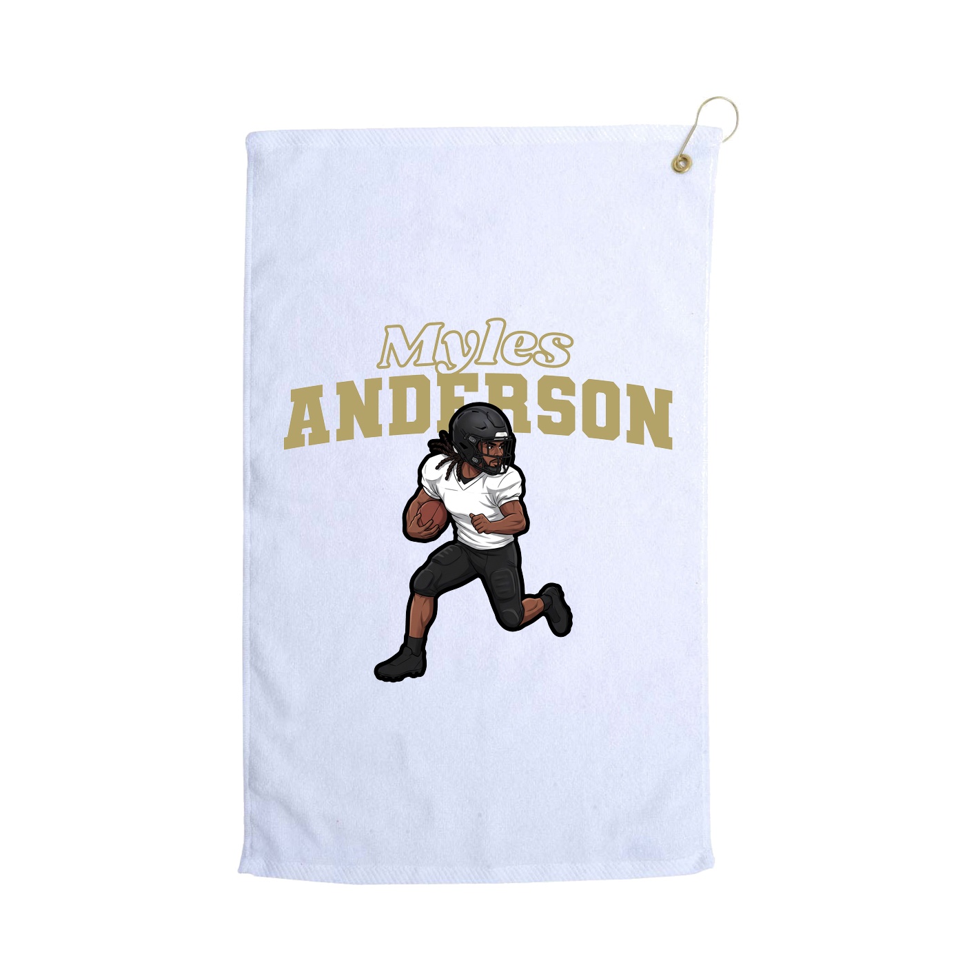 Golf Towel — Name Arch in White