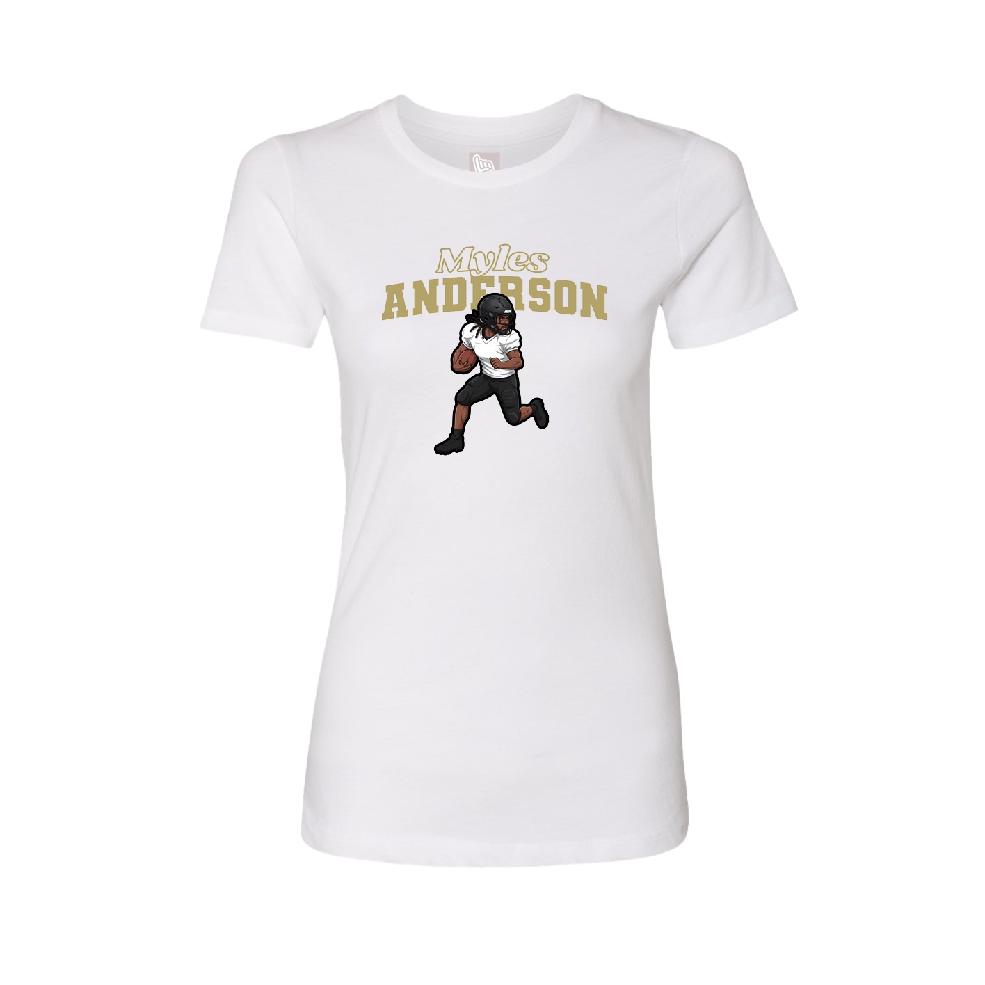Fitted Women's Tee — Name Arch in White