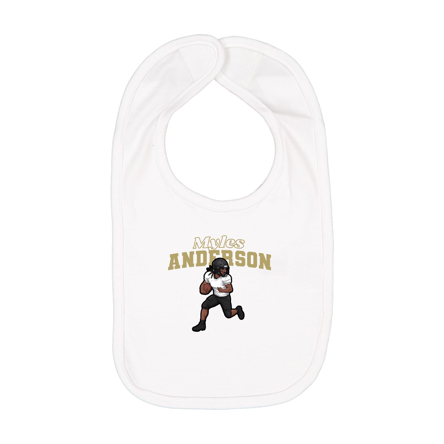 Infant Bib — Name Arch in White