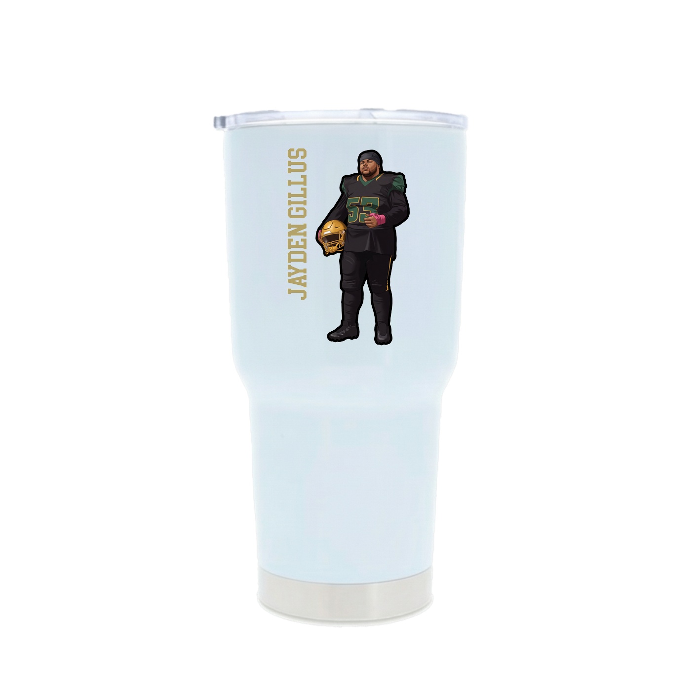 30oz Stainless Steel Tumbler — Name Vertical in White