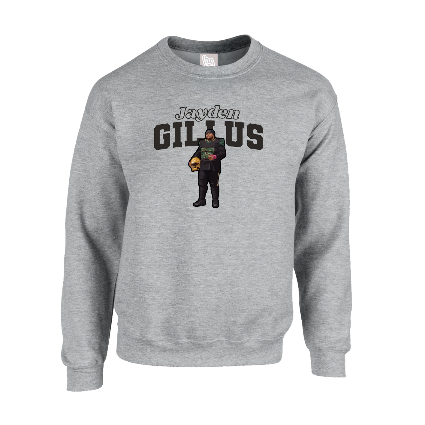 Fleece Crew — Name Arch in Grey