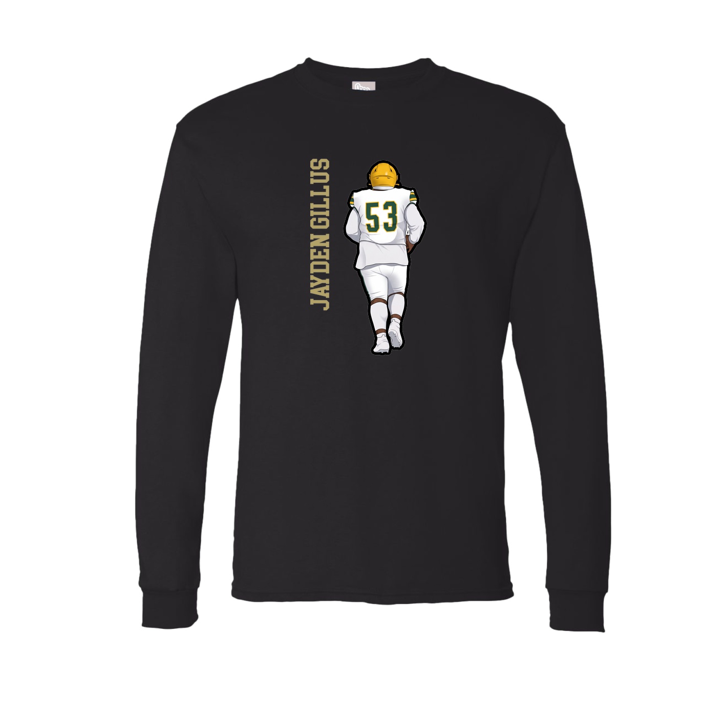 Long Sleeve Tee — Name Vertical in Black
