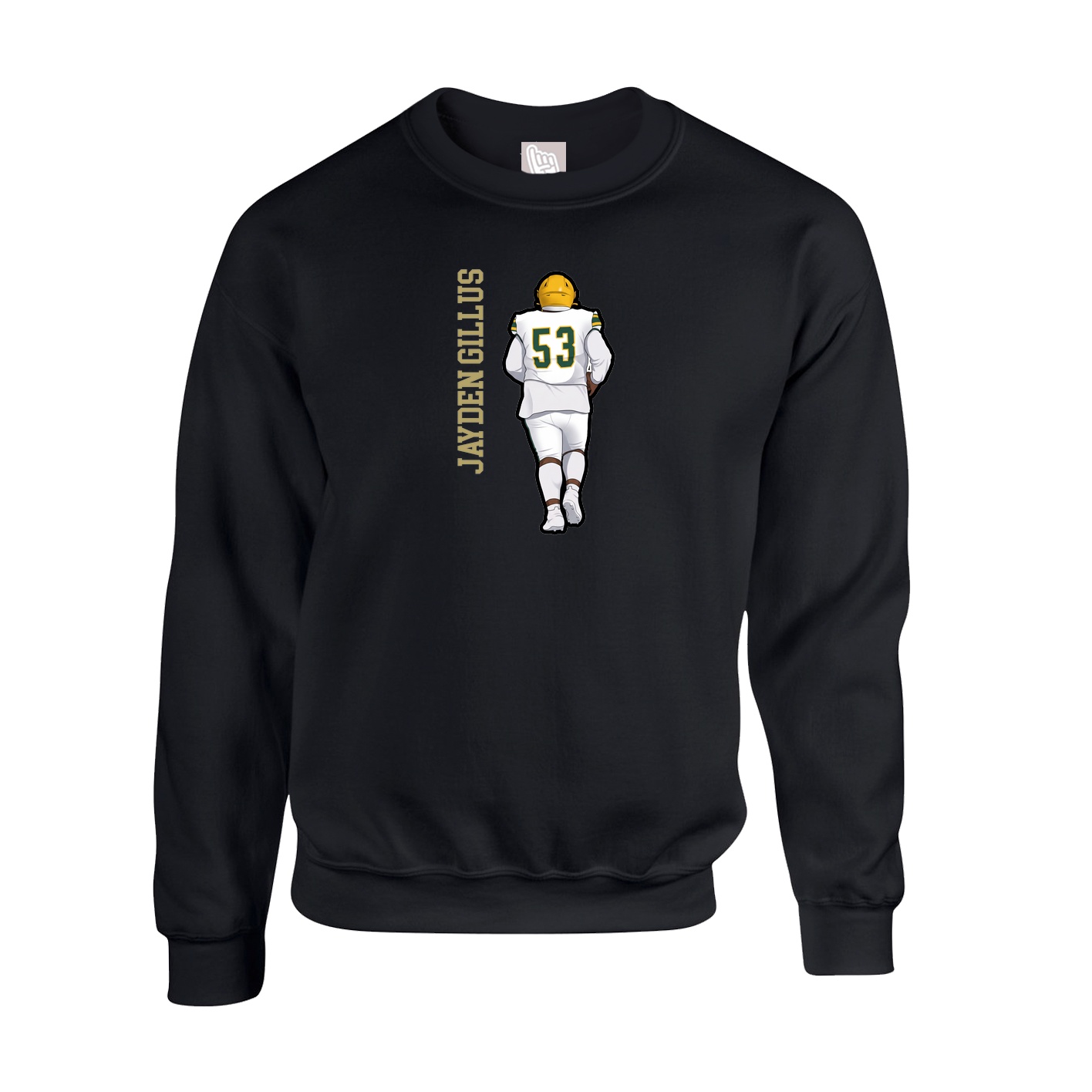 Fleece Crew — Name Vertical in Black