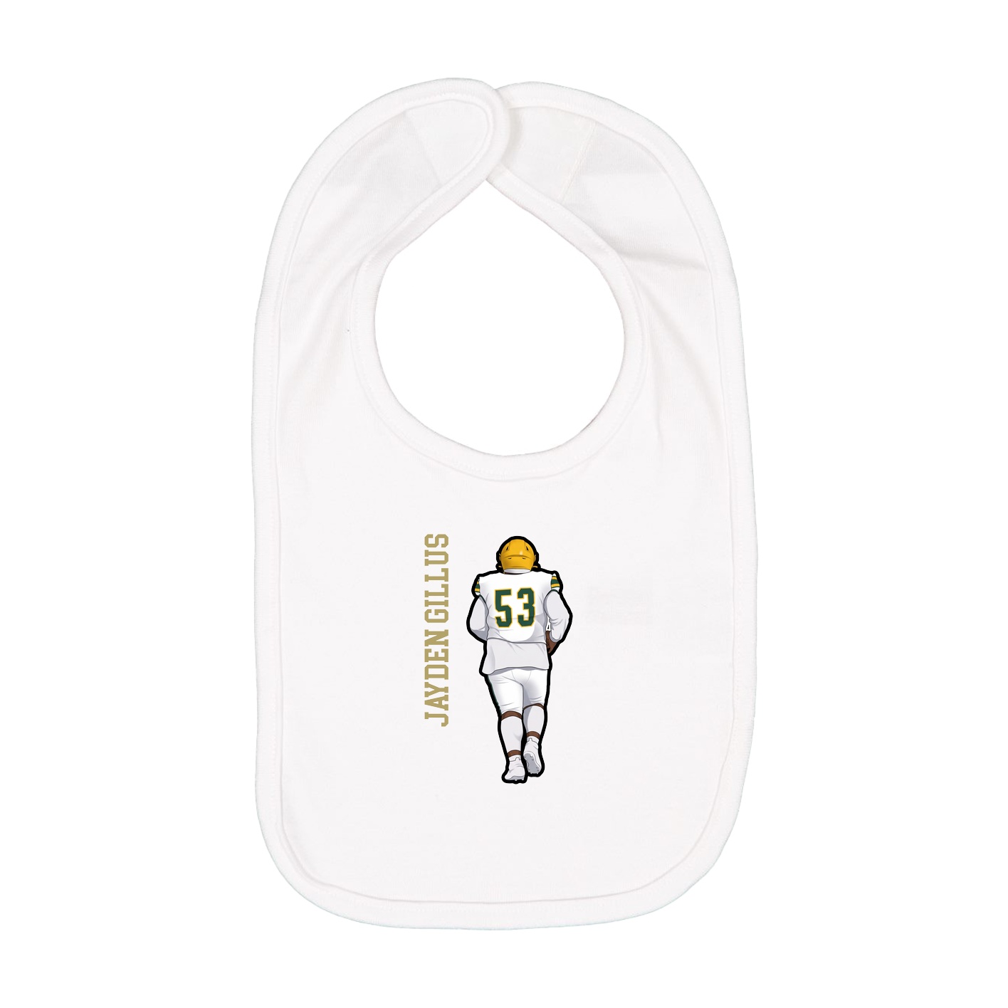 Infant Bib — Name Vertical in White
