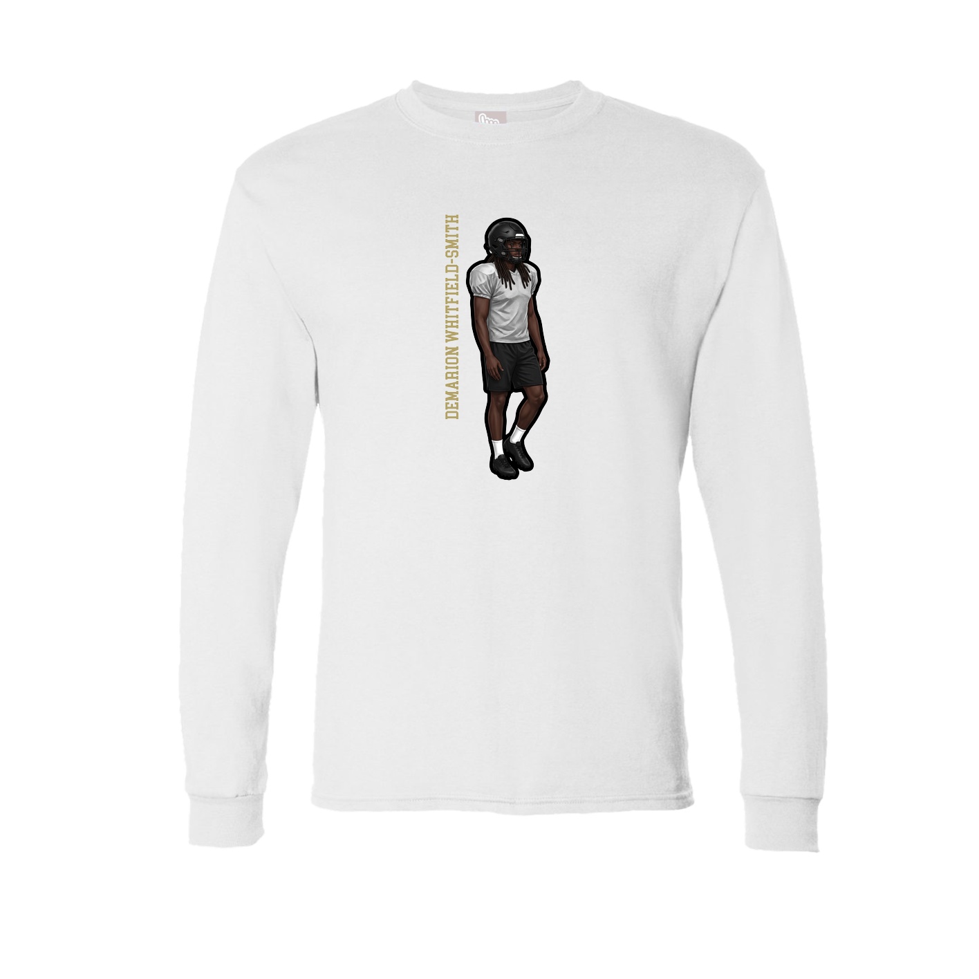 Long Sleeve Tee — Name Vertical in White