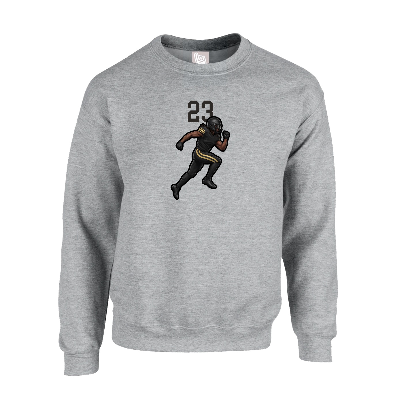 Fleece Crew — Number Top in Grey