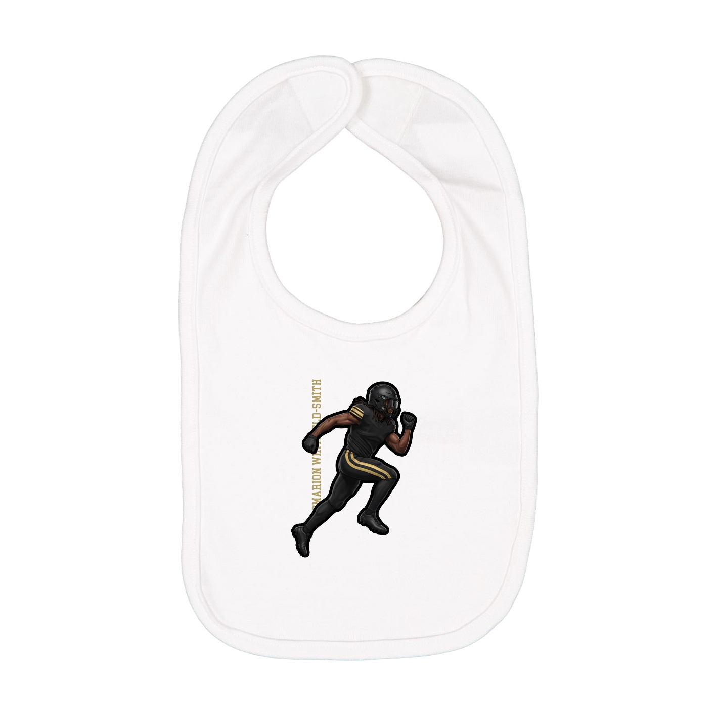 Infant Bib — Name Vertical in White
