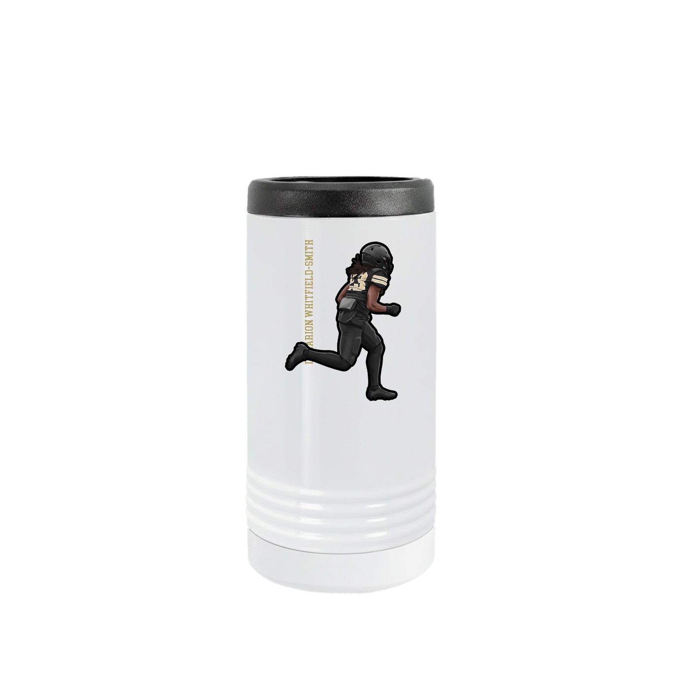Slim Beverage Holder — Name Vertical in White