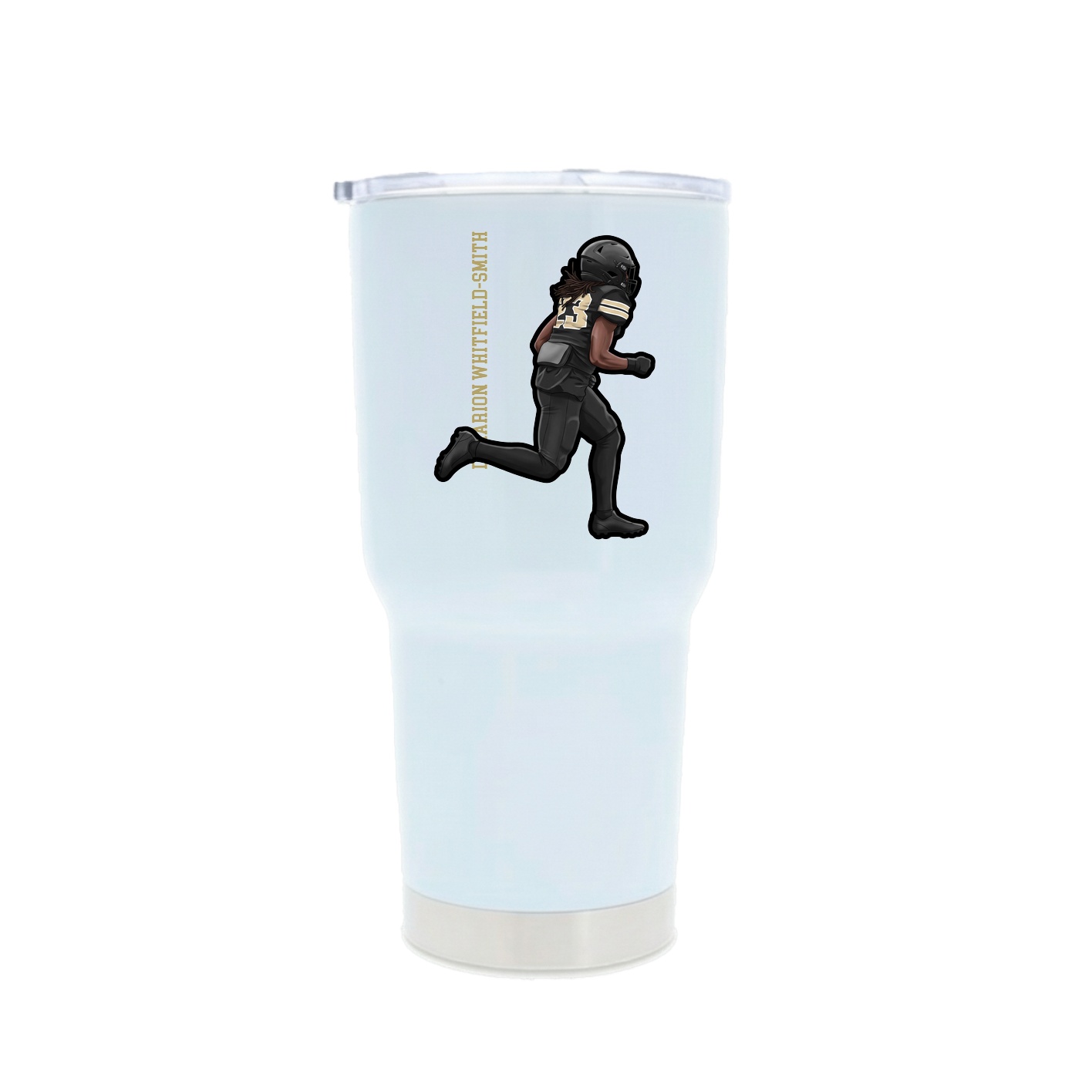 30oz Stainless Steel Tumbler — Name Vertical in White