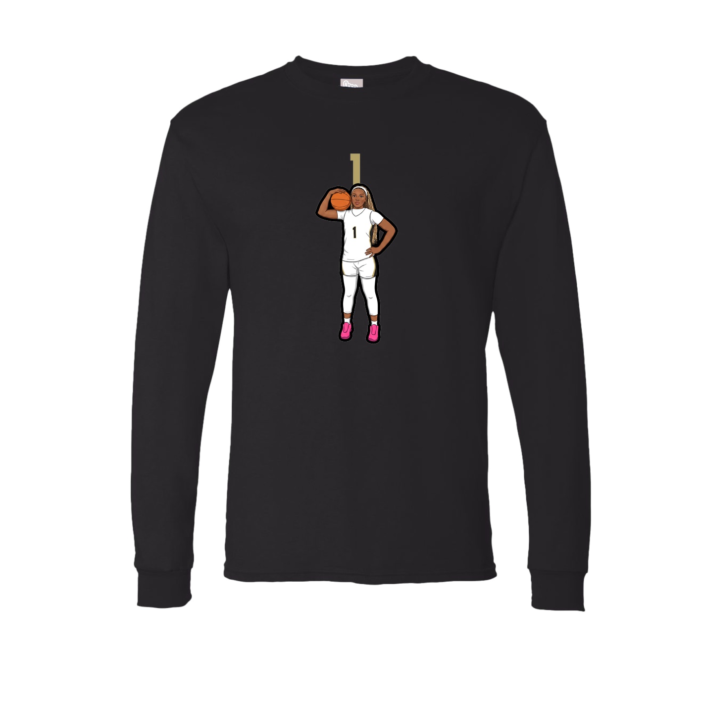 Long Sleeve Tee — Number Top in Black