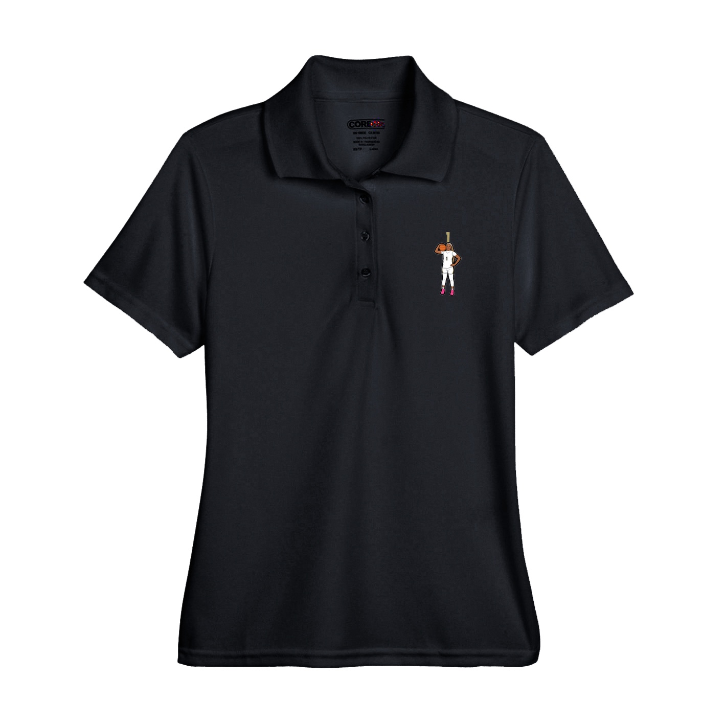 Womens Performance Polo — Number Top in Black