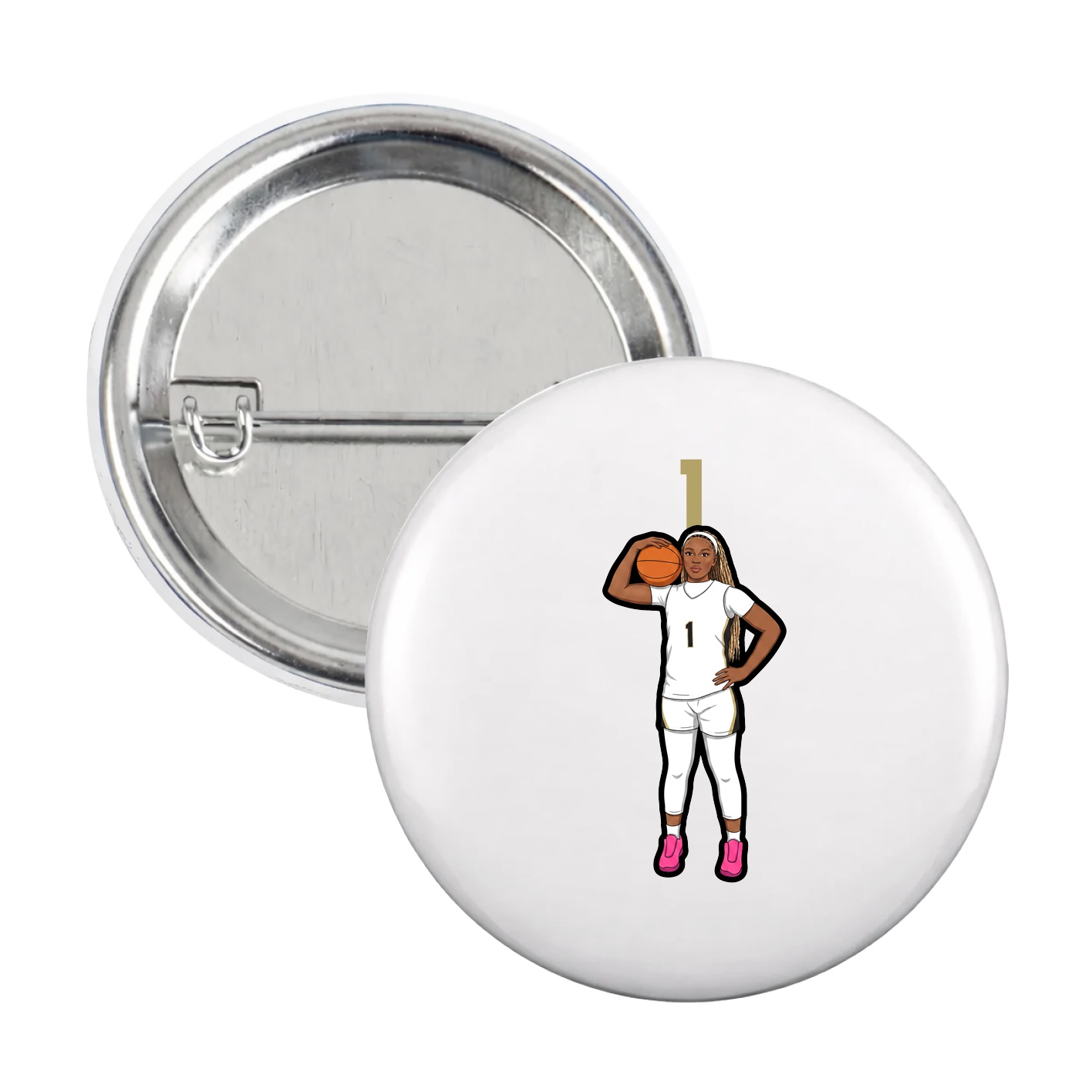 Game Day Button — Number Top in White