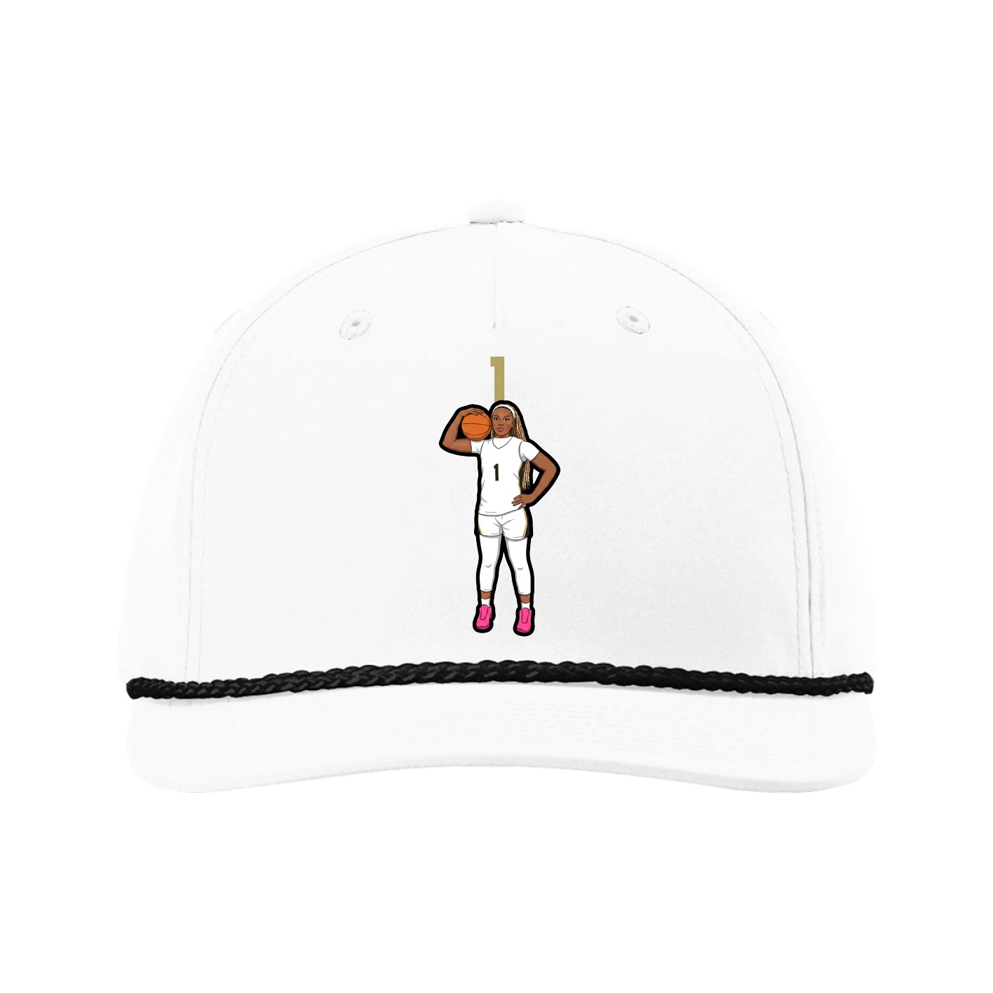 Five-Panel Classic Rope Cap — Number Top in White