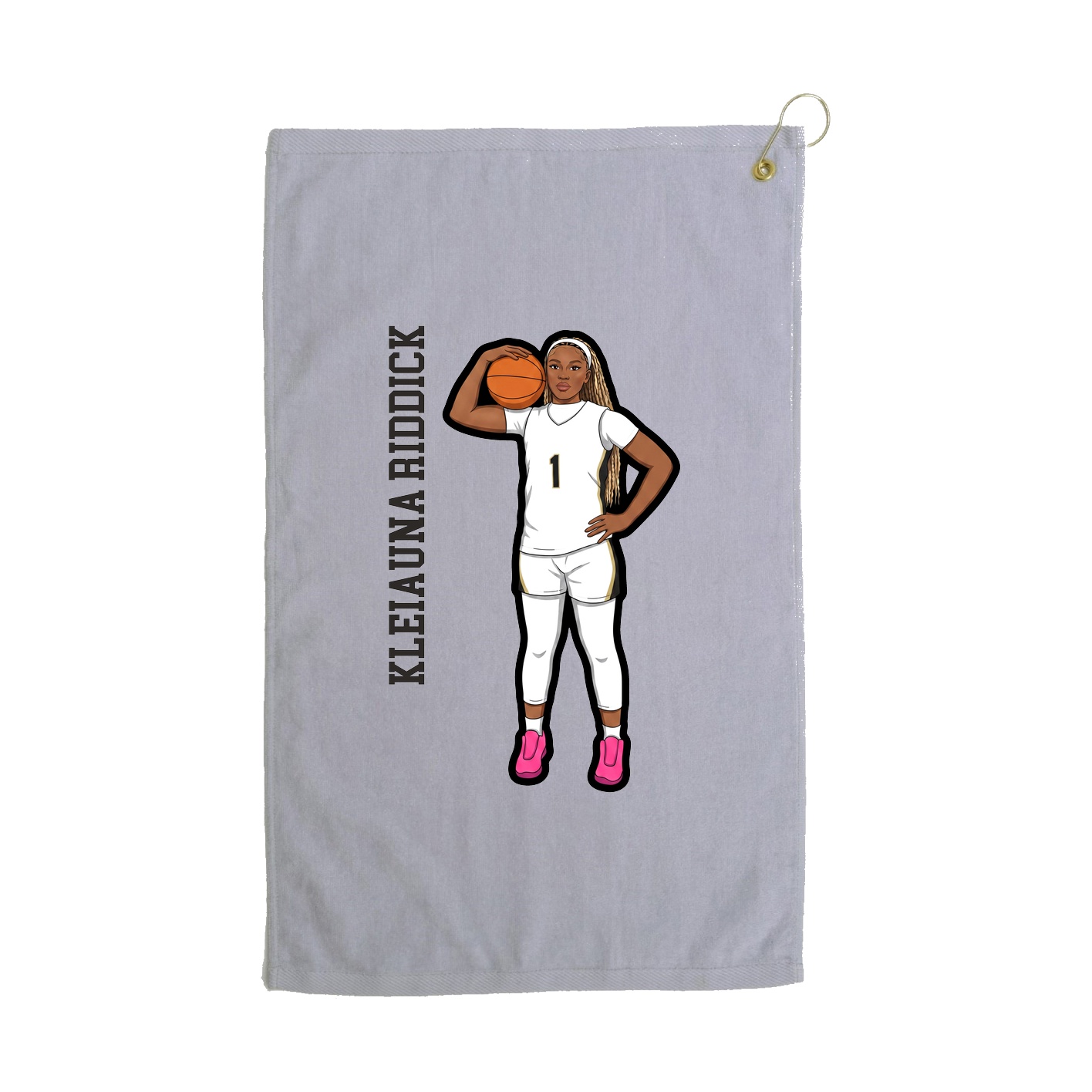 Golf Towel — Name Vertical in Grey